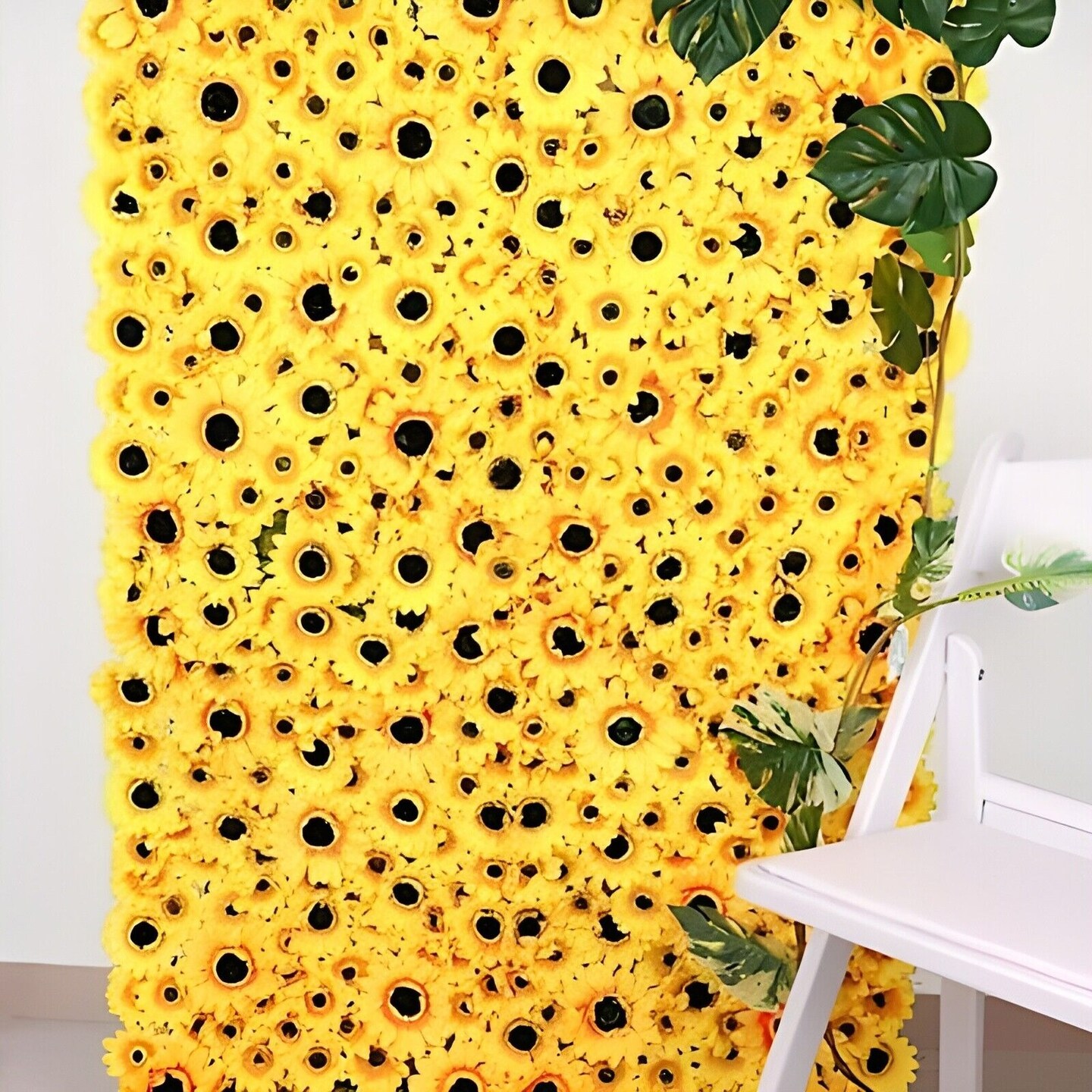 4 Yellow Artificial Sunflowers Silk FLOWERS WALL Backdrop Panels Party Events