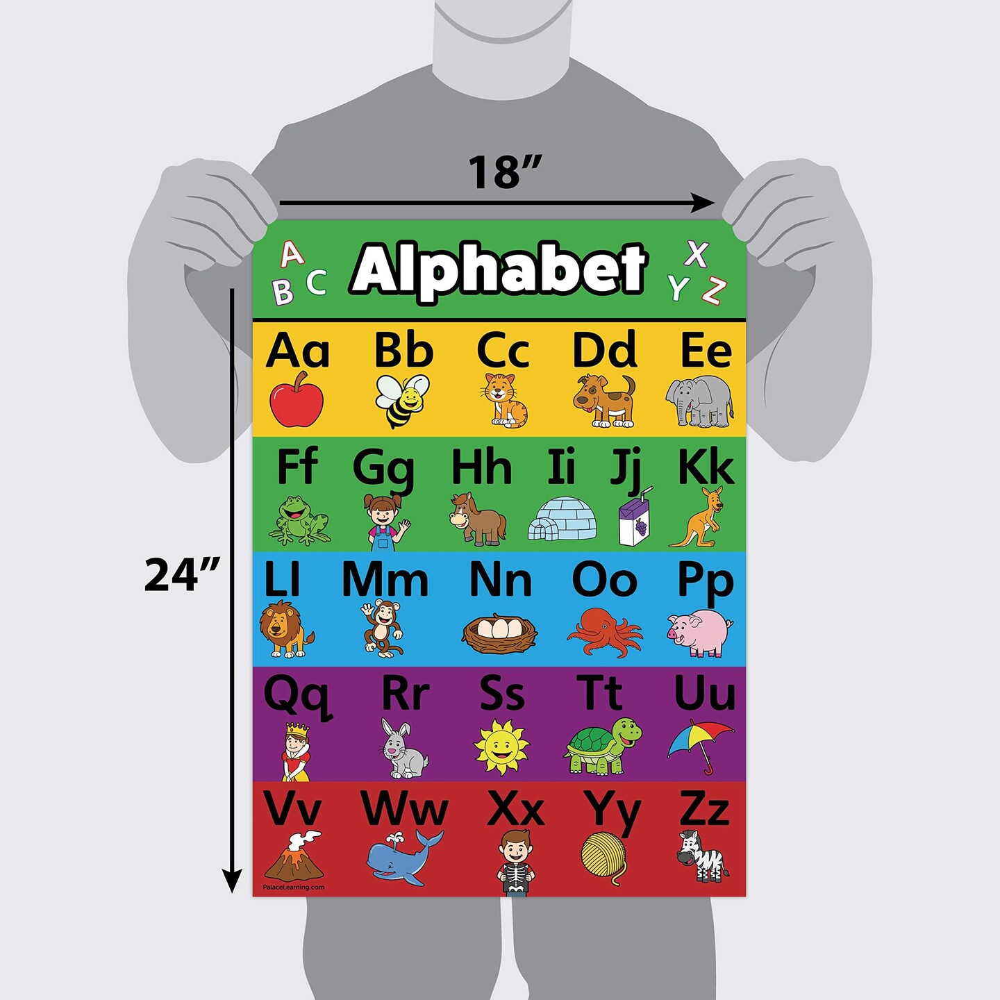 4 pack - ABC Alphabet + Numbers 1-10 + Shapes + Colors Poster Set - Toddler Educational Charts (LAMINATED, 18" x 24")