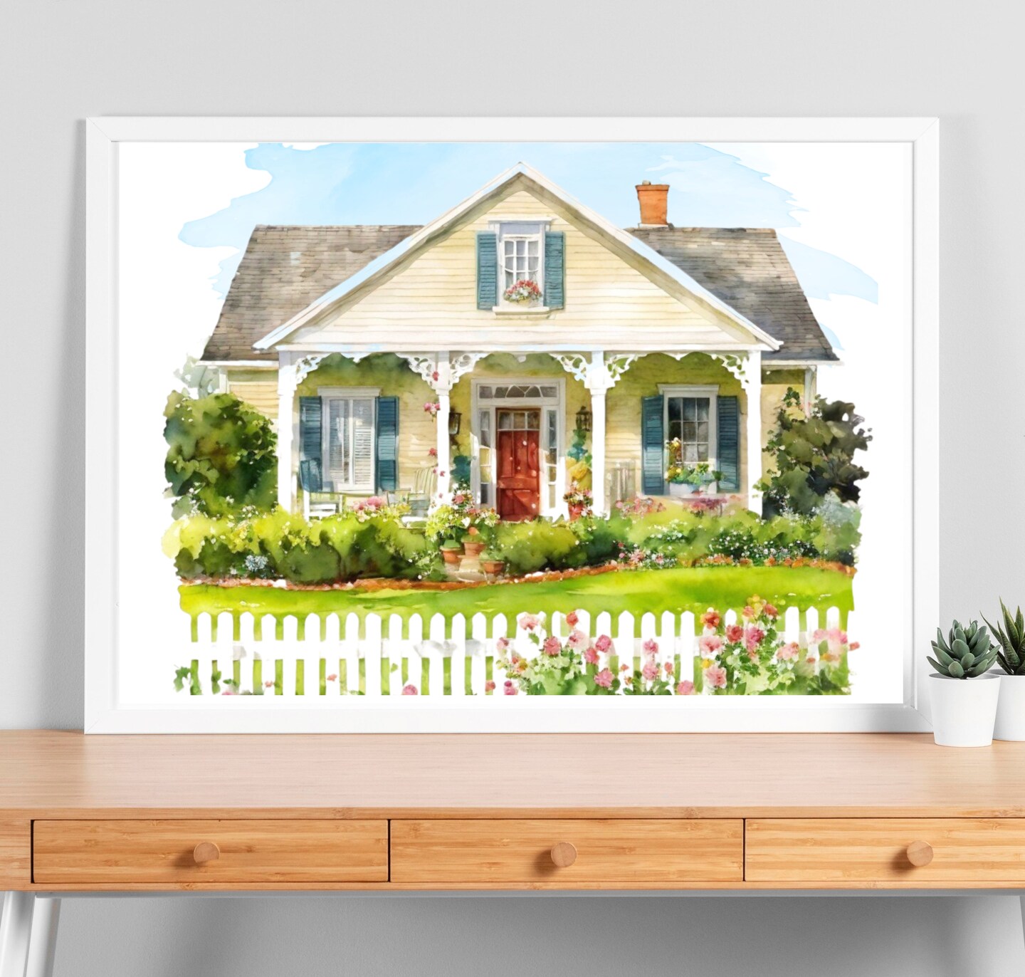 product name is Your Home Watercolor Style Wall Art Print  - Custom Gift - Great for a Birthday, Housewarming or Realtor Gift