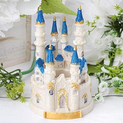 BLUE WHITE 4.5&#x22; Princess Castle CAKE TOPPER Figurine