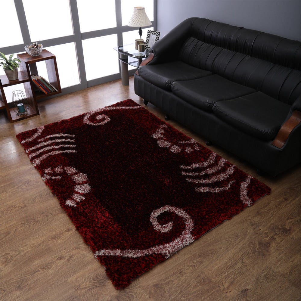 Rugsotic Hand Tufted Shag Area Rug 4X6 Contemporary Red Polyester ...