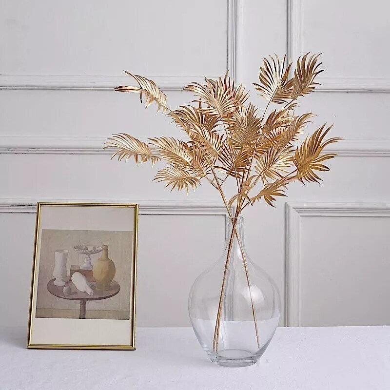 3 Metallic Gold 24 in Artificial Palm Leaves BRANCHES Party Events Decorations
