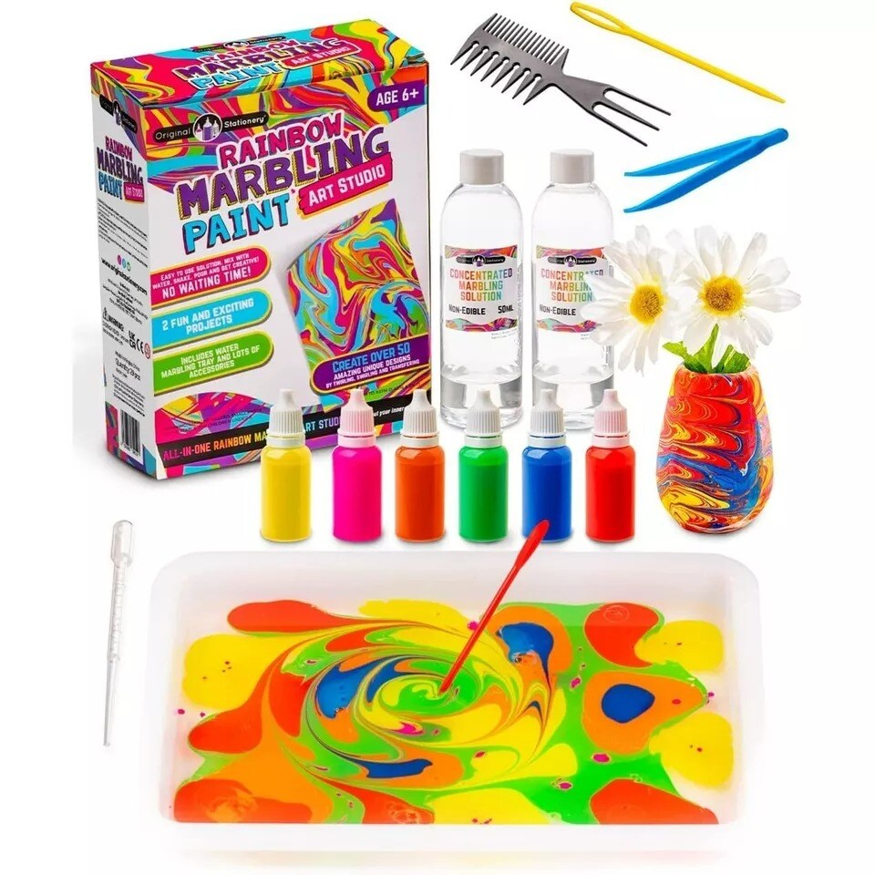 Rainbow Marbling Kit for Kids: Make Marble Art and Crafts