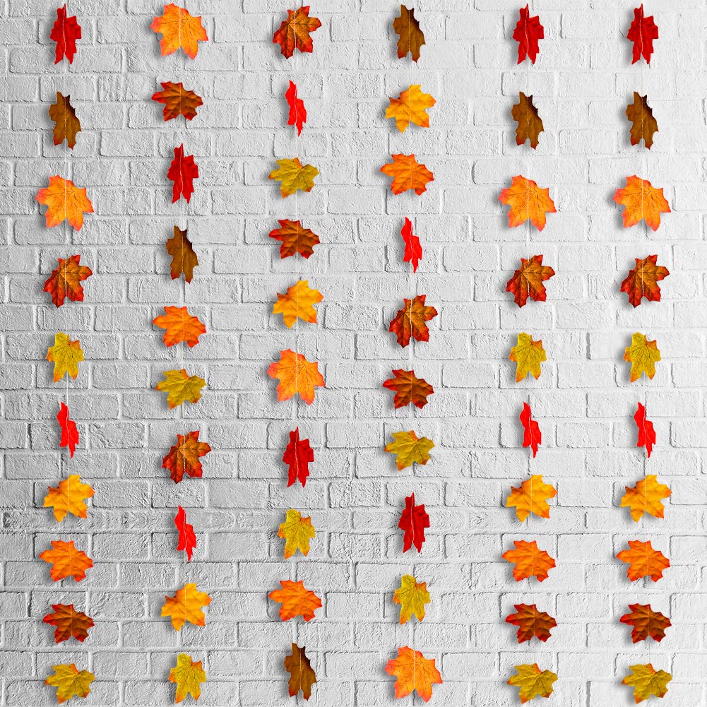 Artificial Autumn Maple Leaves Plants Vine Hanging Garland for Home Garden Kitchen Office Wedding Wall Doorway Party Backdrop Fall Garland Fall Decorations Thanksgiving Decor