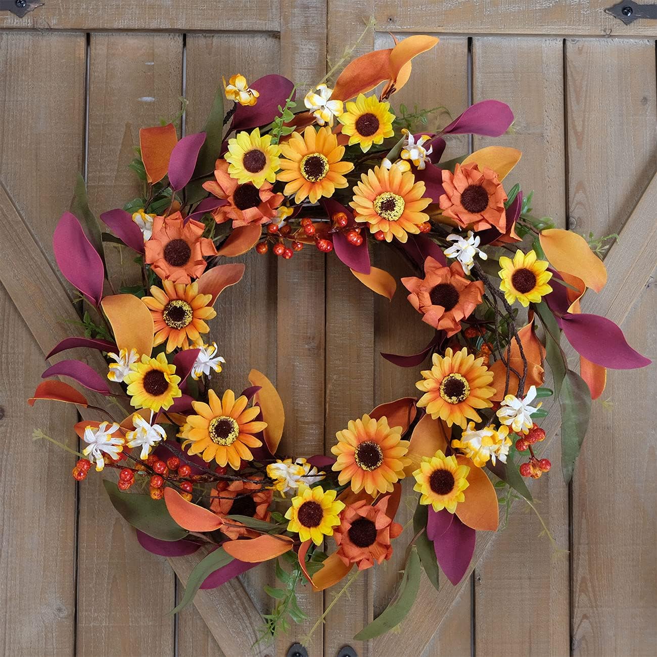 Front Door Autumn Wreaths Farmhouse Home Office Wedding Party Wall Decor &#x2026; (14 in Wreath)
