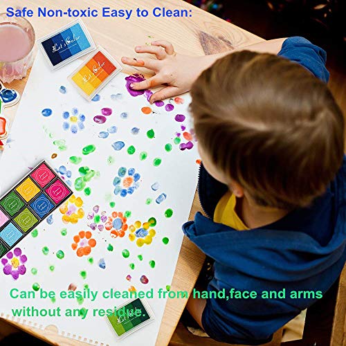 20 Pieces Finger Washable Ink Pads for Kids, Non-Toxic, 20 Color DIY Rainbow Craft Ink Pads for Rubber Stamps, Paper, Wood Fabric, Best Gift for Kids