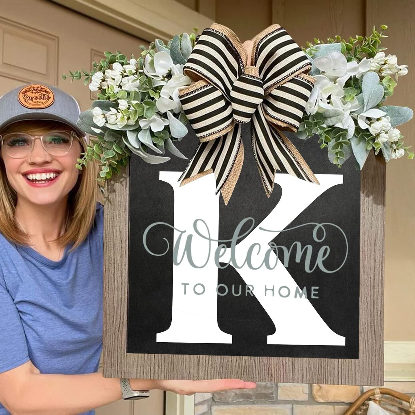 Wreath Front Door 26 Letter Farmhouse Merry Christmas Lighted Sign Window (K, One Size)