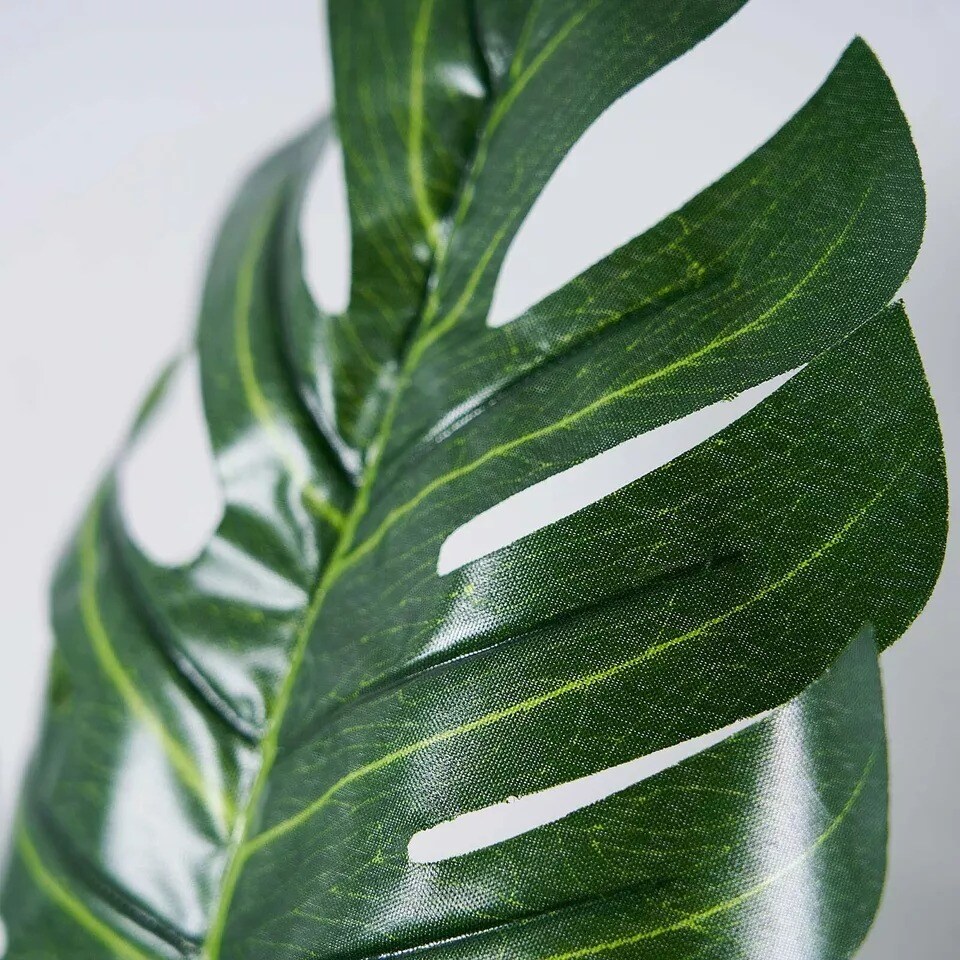 6 Green Monstera ARTIFICIAL LEAVES Tropical Greenery Stem Wedding Party Supplies