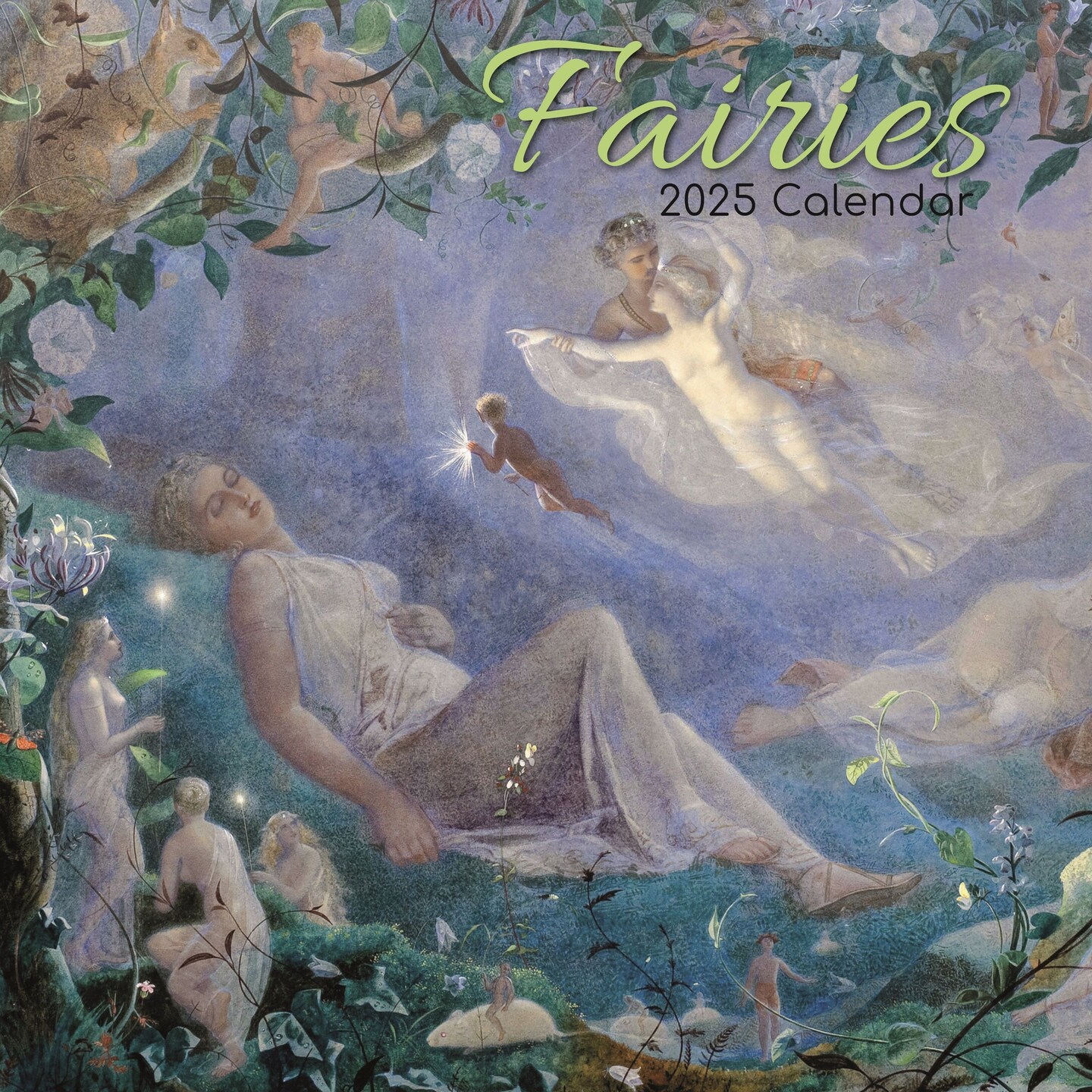The Gifted Stationary 2025 Square Wall Calendar, Fairies, 16-Month Arts &#x26; Antiques Theme Hanging Calendar with 180 Reminder Stickers, Month Planner for Creative Spaces, 12x12 In