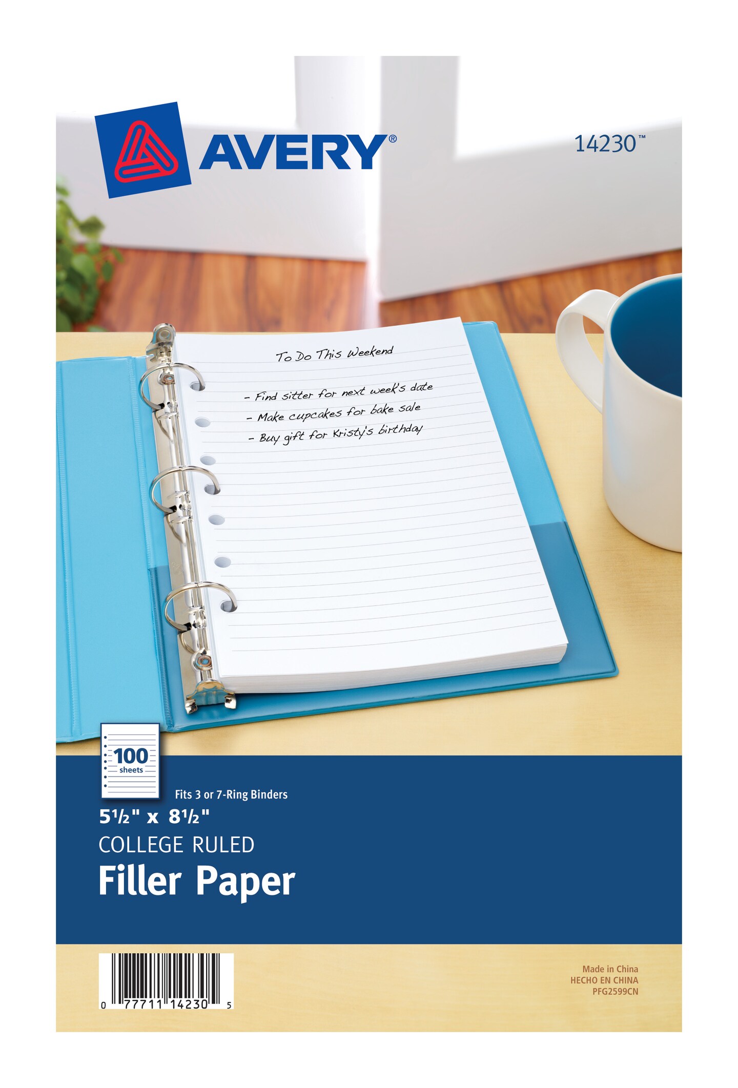 Avery 5-1/2" x 8-1/2" Mini Binder Filler Paper, Fits 3-Ring/7-Ring Binders, 100 Pack - 6 Pack