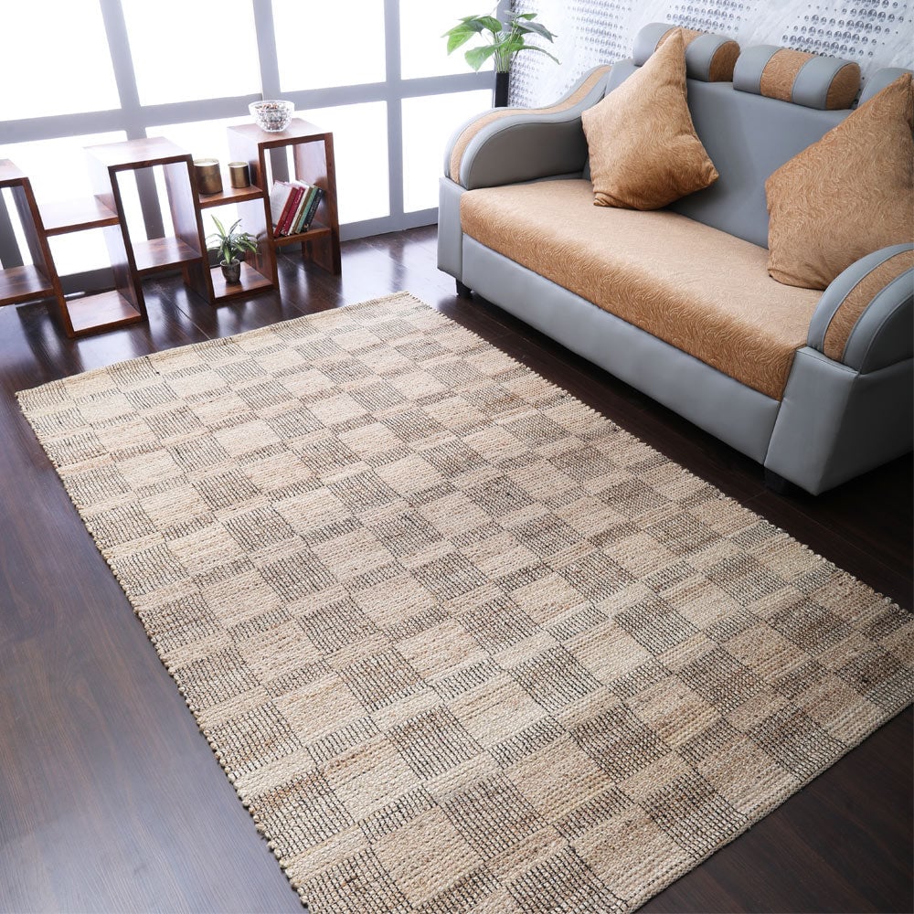 Rugsotic Hand Woven Jute Area Rug 5X8 Light Brown Eco-Friendly Contemporary J00092