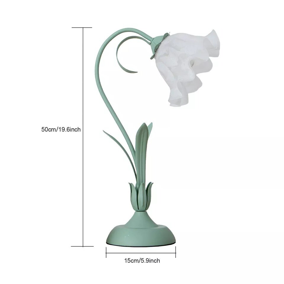 Table Lamp Flower Shape Lily Shaped Lamp Glass Bedside Desk Light Fixture Green