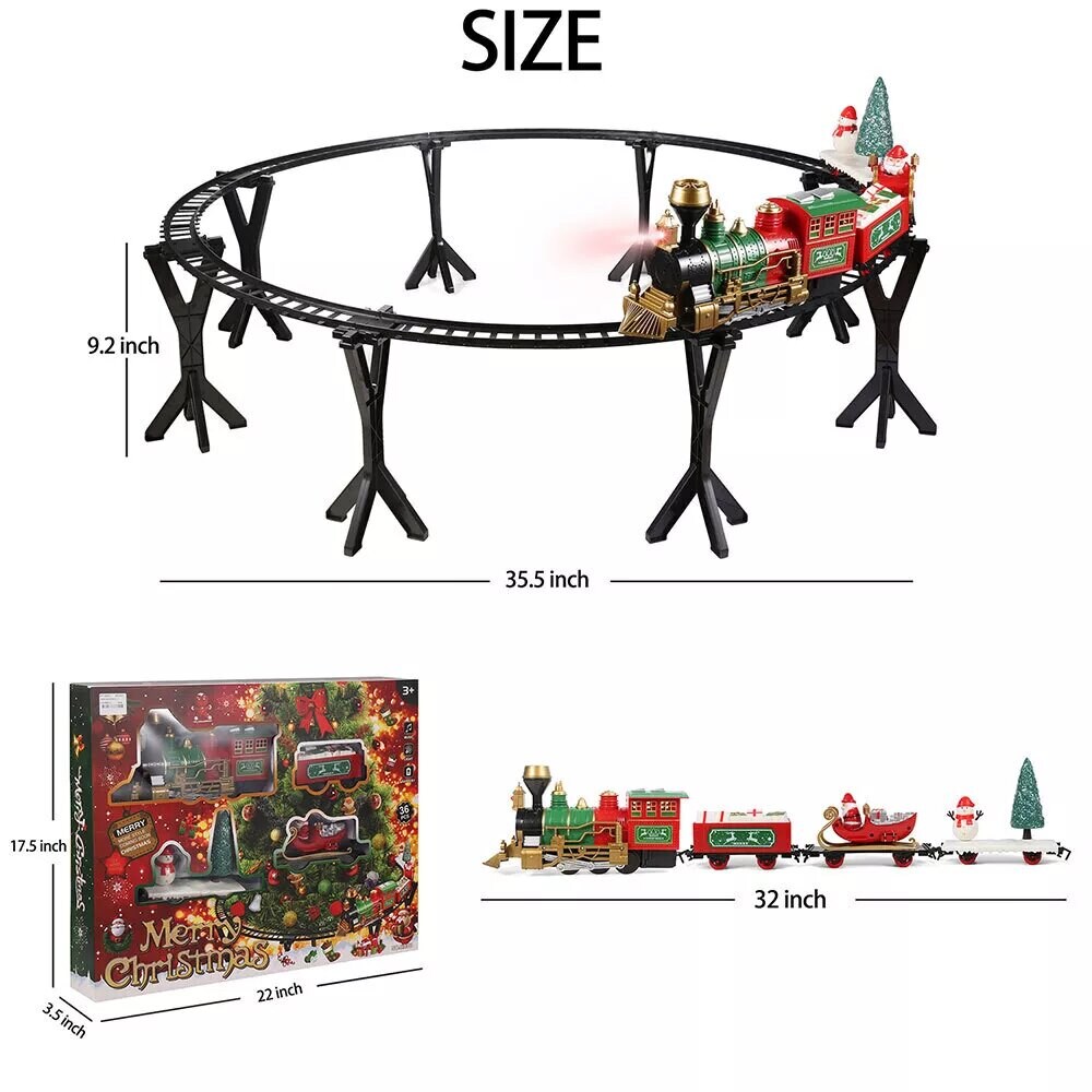 Kitcheniva Electric Christmas Train Set Santa Claus Snowman