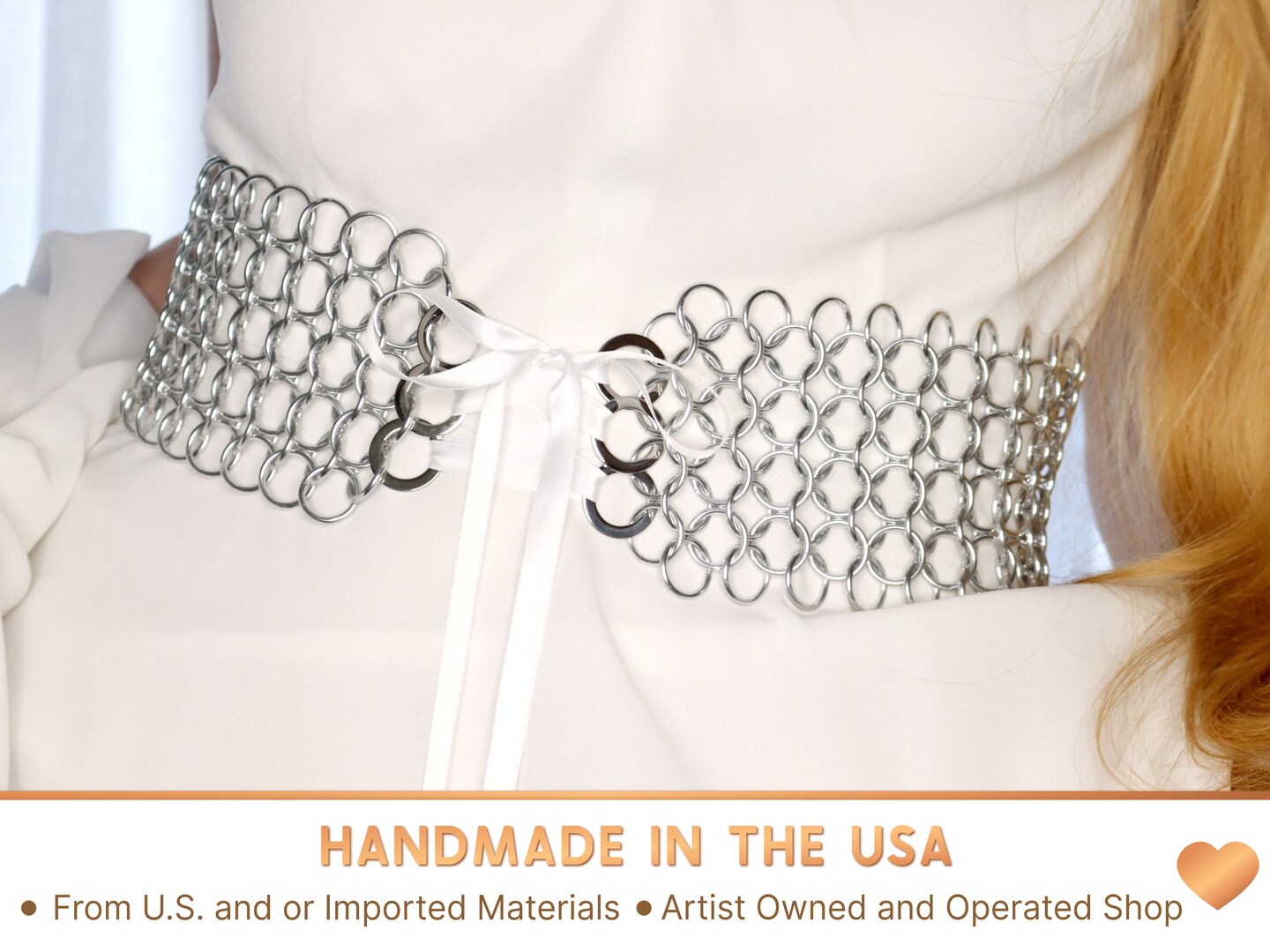 Chainmail Corset Belt - Lace Up Fantasy Waist Chain Handmade  display picture 1