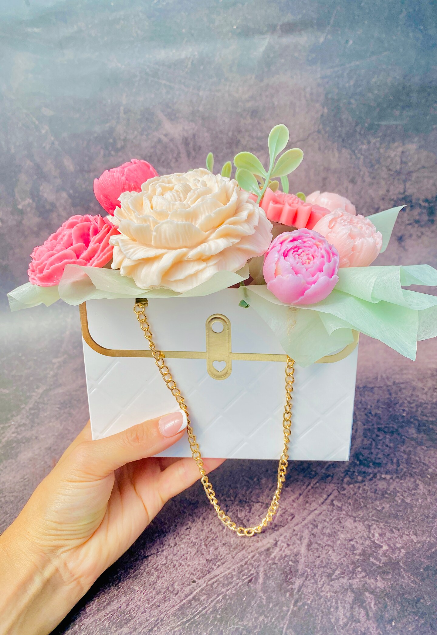Handmade Soap Flower Bouquet with Purse Gift Bag Choose Pink or White  Victorian Rose Scented Mother’s Day, Bridal, Baby Shower Gift  MakerPlace