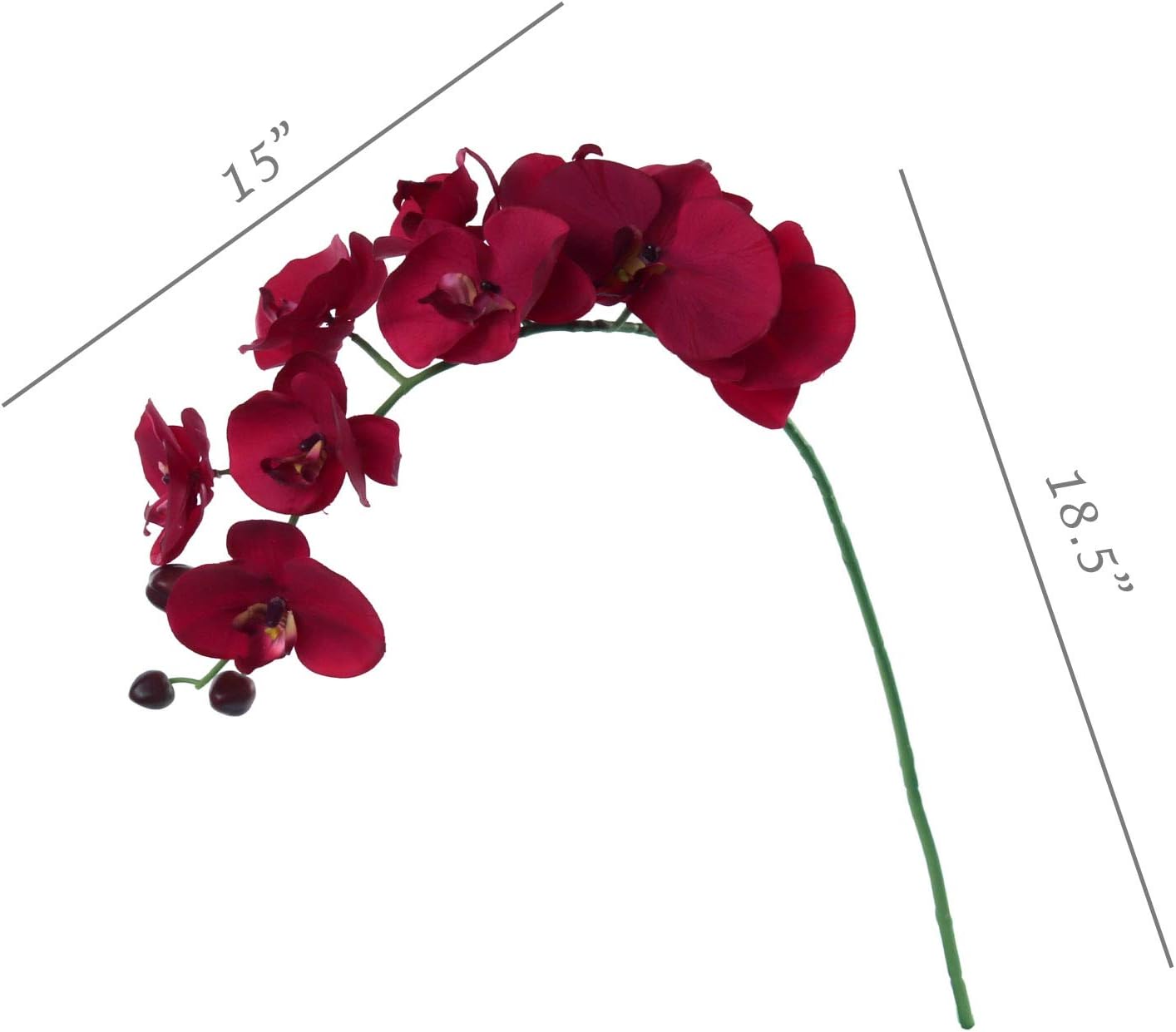 Burgundy 33.5-Inch Phalaenopsis Orchid Stems - With 9 Realistic Silk Flowers for Arrangements, Parties, Home &#x26; Office Decor, 2-Piece Set in a Bag, Floral Home by Artificial Flowers