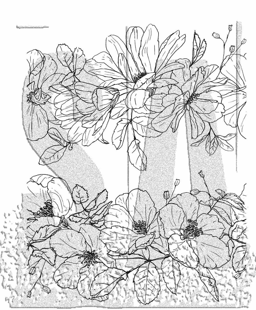 Tim Holtz Cling Stamps 7&#x22;X8.5&#x22;-Floral Trims