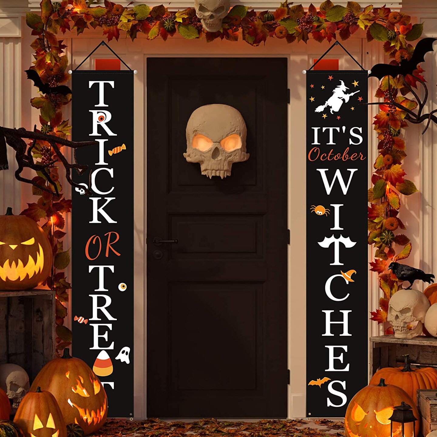 Halloween Decorations Outdoor | Trick or Treat &#x26; It&#x27;S October Witches Front Porch Banners for Halloween Porch Decor | Fall Decor Indoor