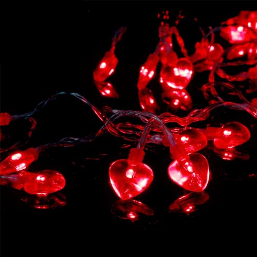 14.5ft 40 LED Valentines Day Decorations String Lights, Heart Shape Hanging Garland Valentines Day Decor for Indoor Outdoor Home Room Party Wedding