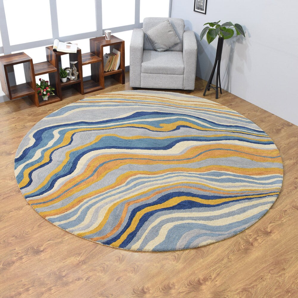 Hand Tufted Wool Area Rug Multicolor K00s17 Soft High-Pile Eco-Friendly