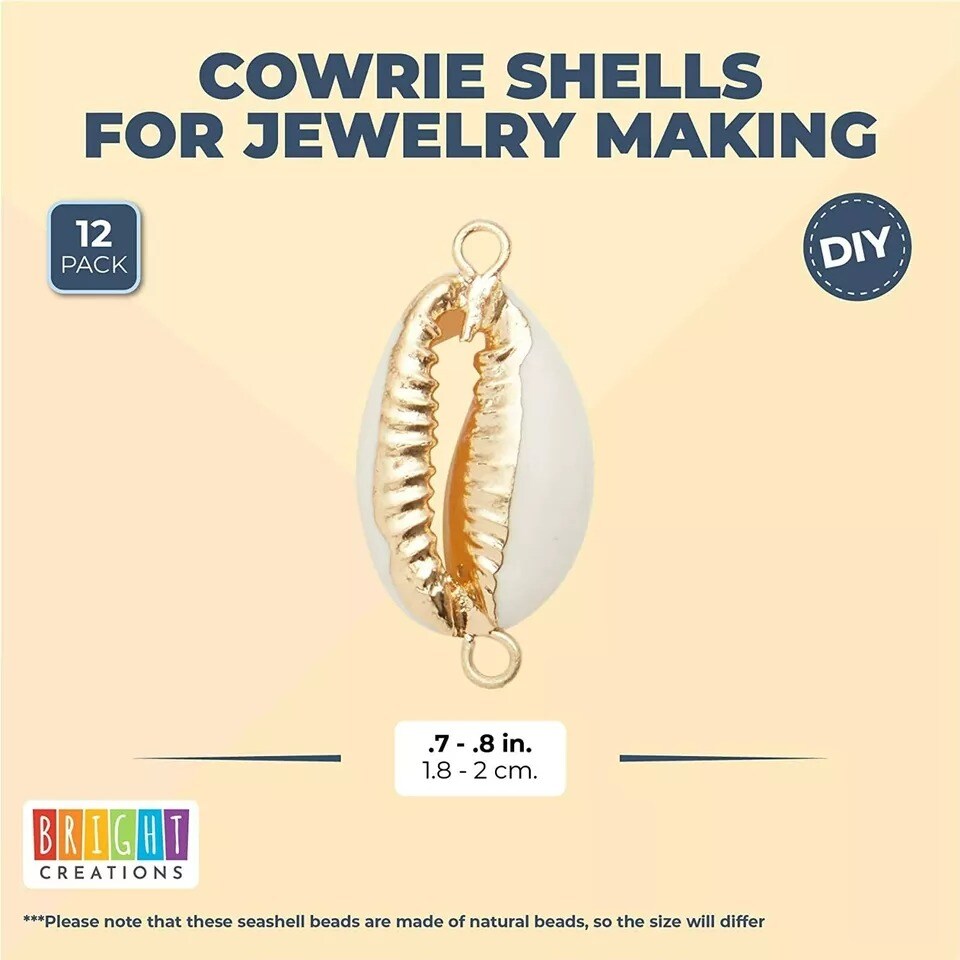 Charms for DIY Jewelry Making, Puka Cowrie Shells (0.7-0.8 In, 12 Pack)