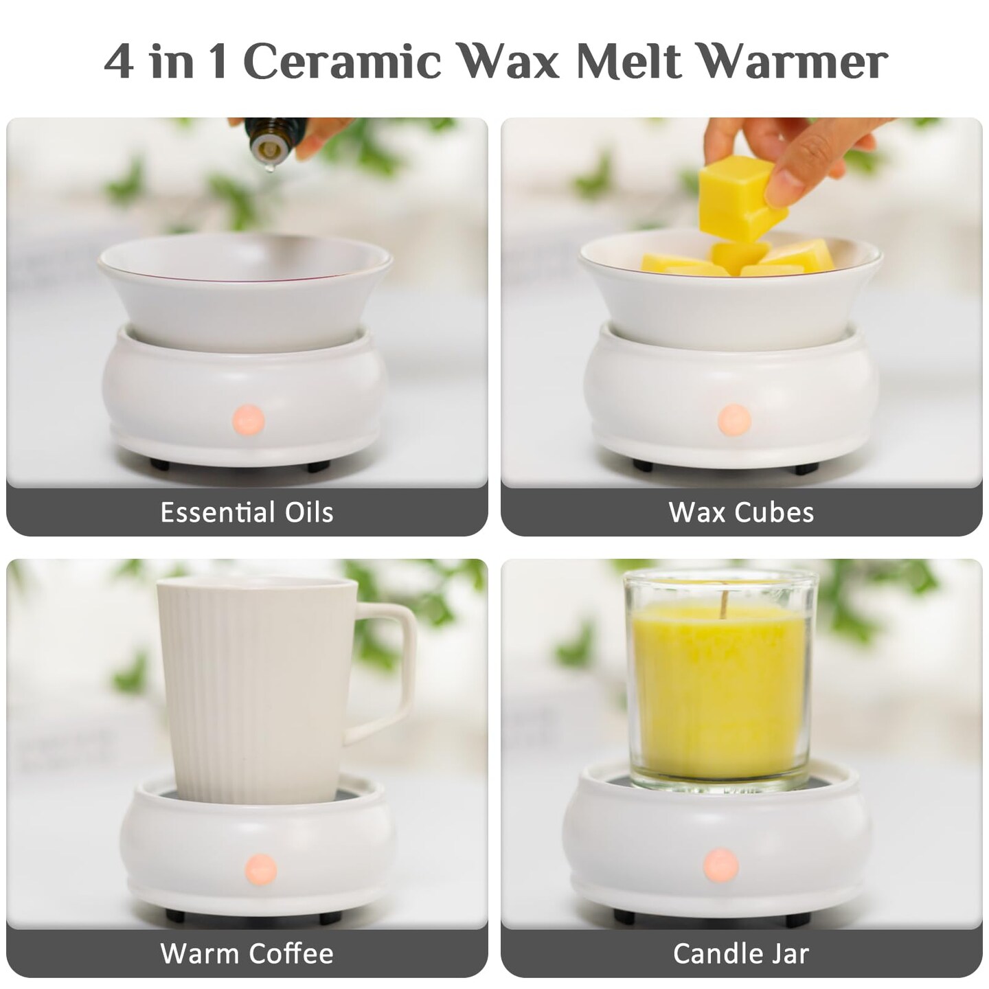 Wax Melt Warmer Burner Electric Scented Candle Wax Warmer, 4-in-1 Scented Wax Fragrance Melter for Home Office Bedroom Living Room Decor