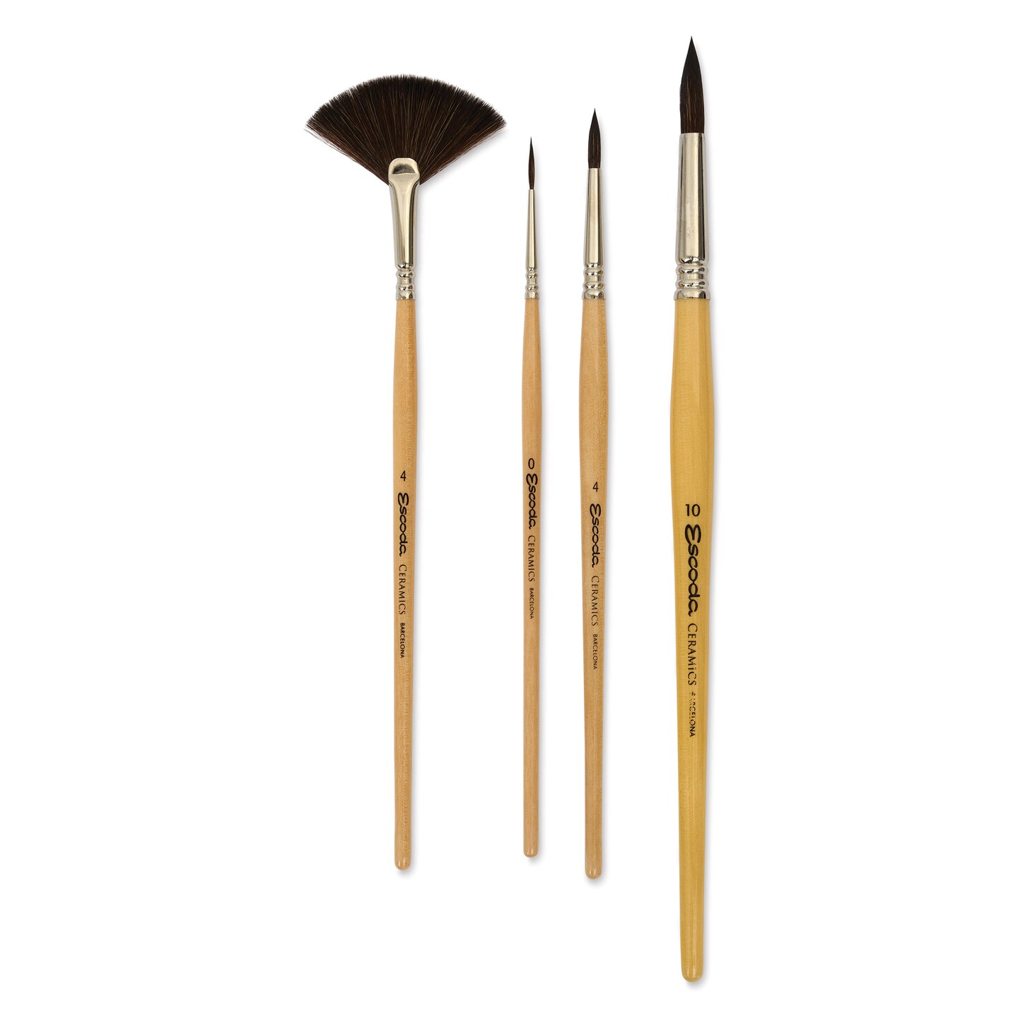 Escoda Ceramics Synthetic Brushes - Set of 4, Long Handle