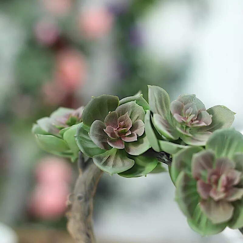 8-Inch tall Brown Concrete Planter Pot Green Artificial Mini Succulents Tree