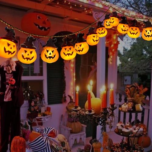 Solar Pumpkin Lights for Halloween Decorations Outside,2024 Newest Spooky Pumpkin Lights String for Outdoor Halloween Yard Decoration,Porch Decor,Halloween Camper Party Door Window Tree Decor