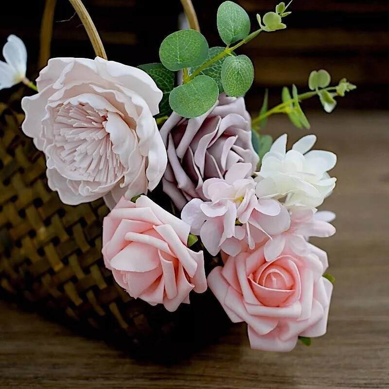 Pink Foam Peonies Roses White Silk Daisies Hydrangeas FAUX FLOWER BOXParty