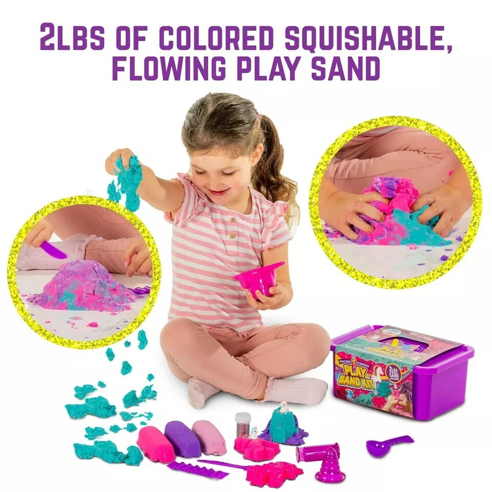 GirlZone Unicorn Sensory Bin Kingdom Sand Art Kit for Girls