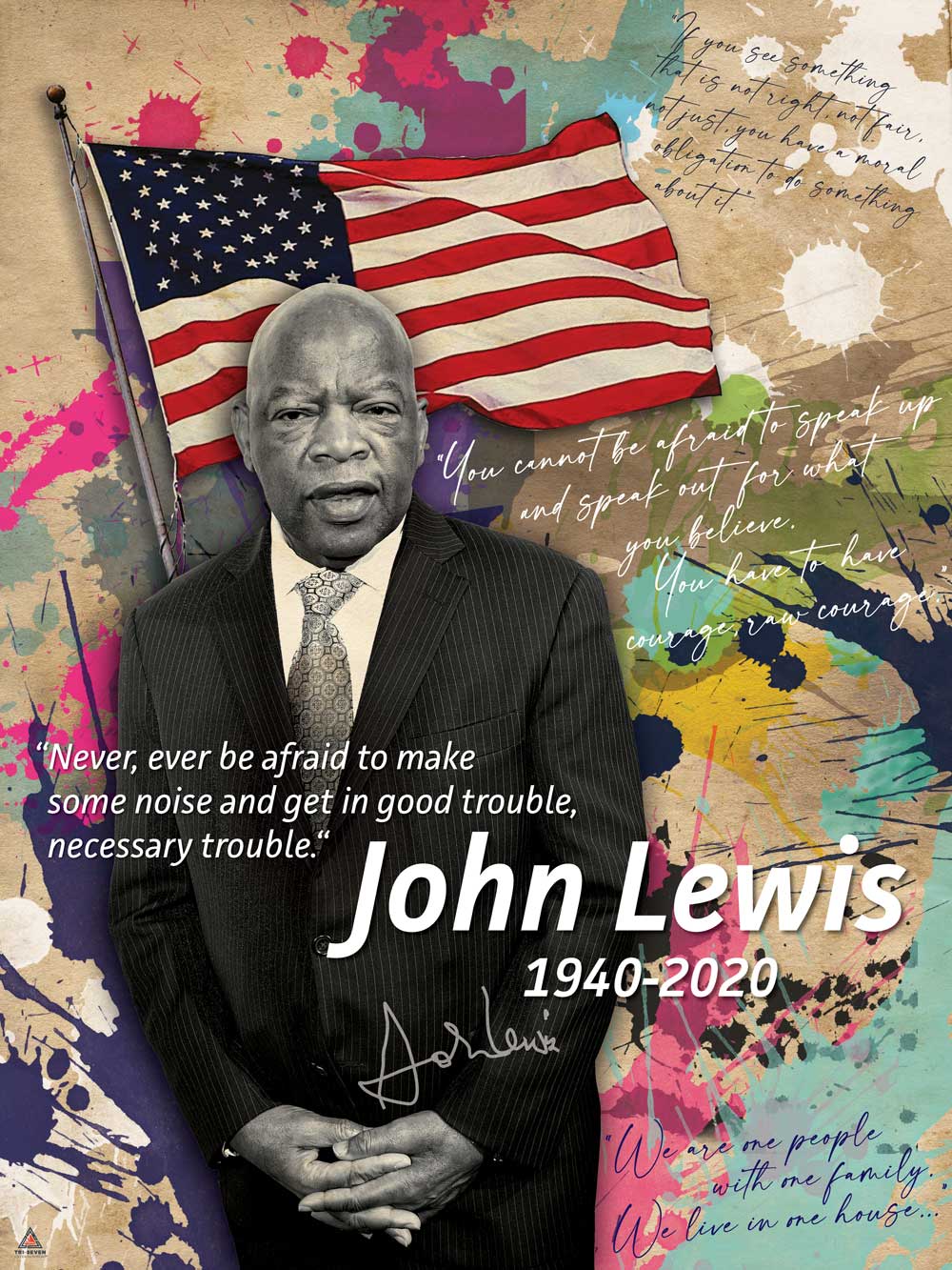 John Lewis Poster Good Trouble Quote Black History Wall Art Print, 18"x24", Unframed