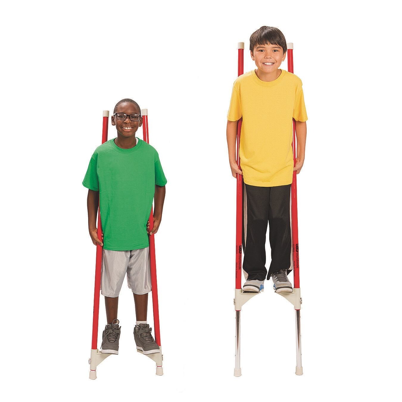 S&S Worldwide Sky High Stilts. Adjustable Height Aluminum Stilts with 4 Height Levels for Kids and Adults up to 250 Pounds. Fun Circus, Balance Building Activity. Pair of Stilts.