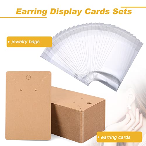 500 Pieces Earring Cards - holder Cards with 500 Pieces Bags, Display Cards for Earrings Necklace Display and Jewelry Packaging