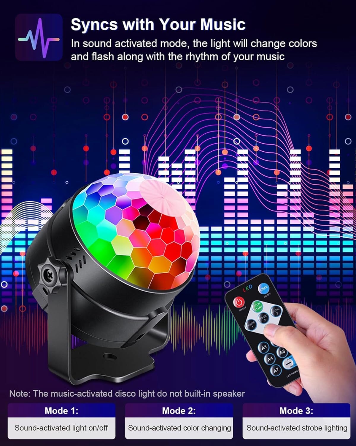 2-Pack Sound Activated Party Lights with Remote Control Dj Lighting, Disco Ball Light, Strobe Lamp for Home Room Dance Parties Supplies Birthday Christmas Halloween Party Decorations