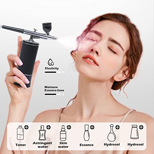 rhinowisdom Upgraded Airbrush Kit with Air Compressor, Portable Cordless Auto Airbrush Gun Kit, Rechargeable Handheld Airbrush Set for Makeup, Nail Art, Model Coloring,Cake Decor, Tattoo