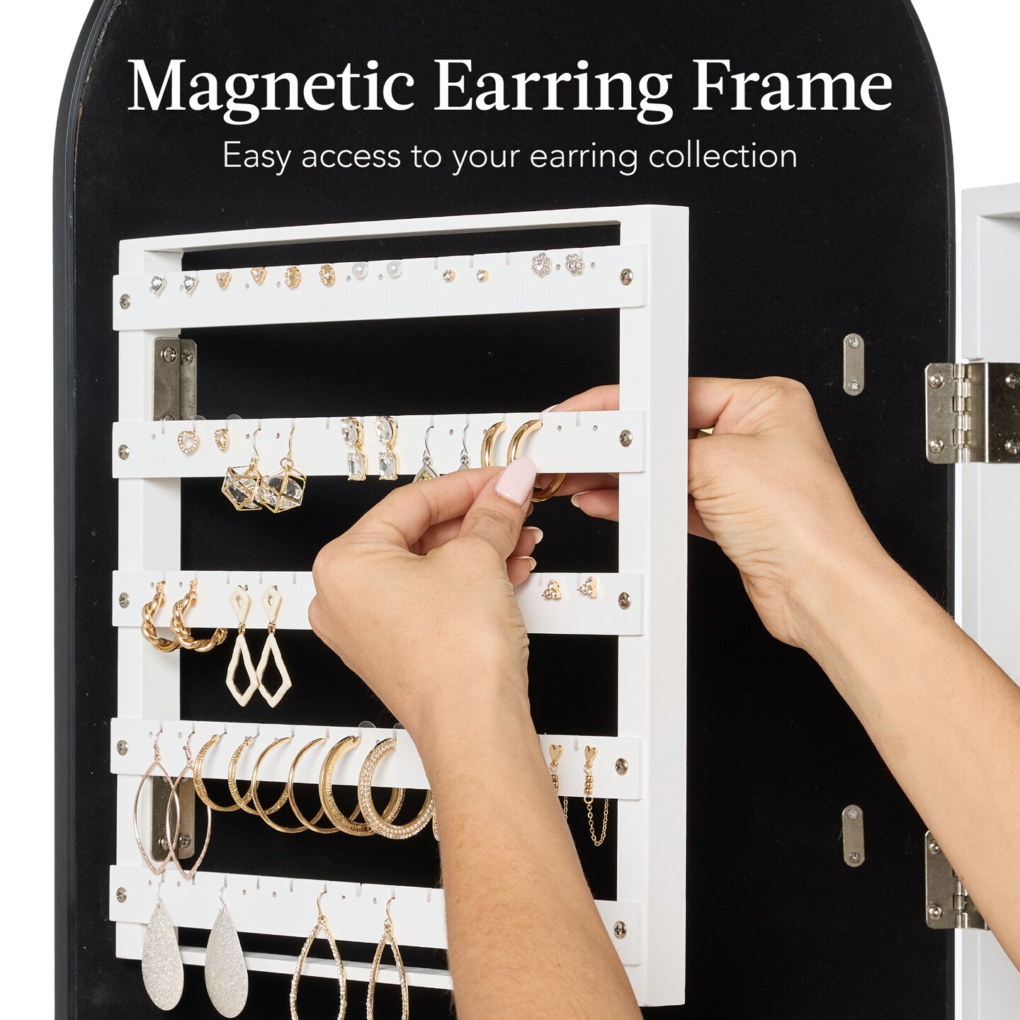 Best Choice Products Door/Wall Mounted Arch Mirror Jewelry Armoire, w/ Metal Frame, Lockable Door