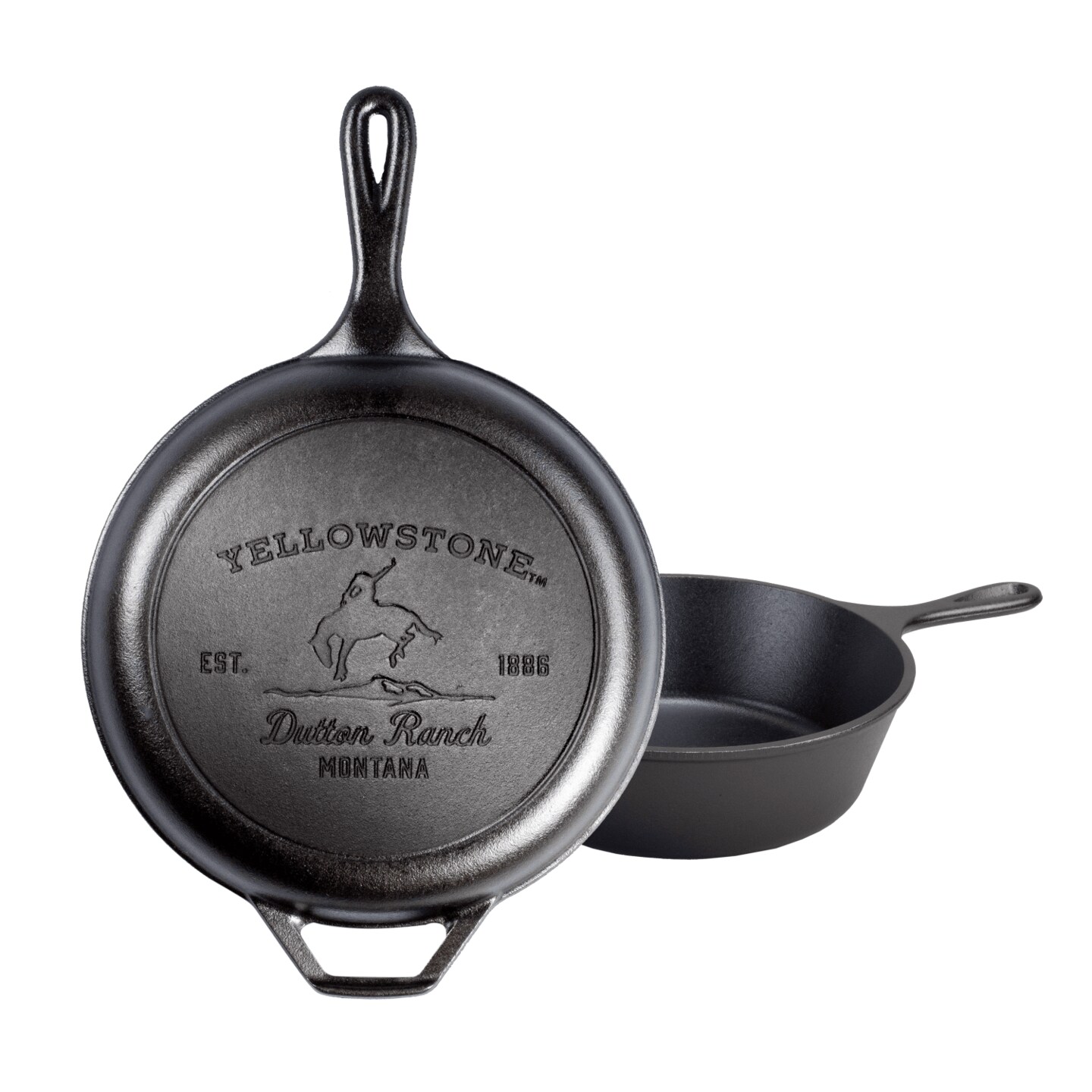 Lodge Yellowstone Combo Cooker Cast Iron Deep 3.2 Quart Skillet with Bucking Bronco Design Lid-Skillet, Versatile Pre-Seasoned Home and Camp Cookware
