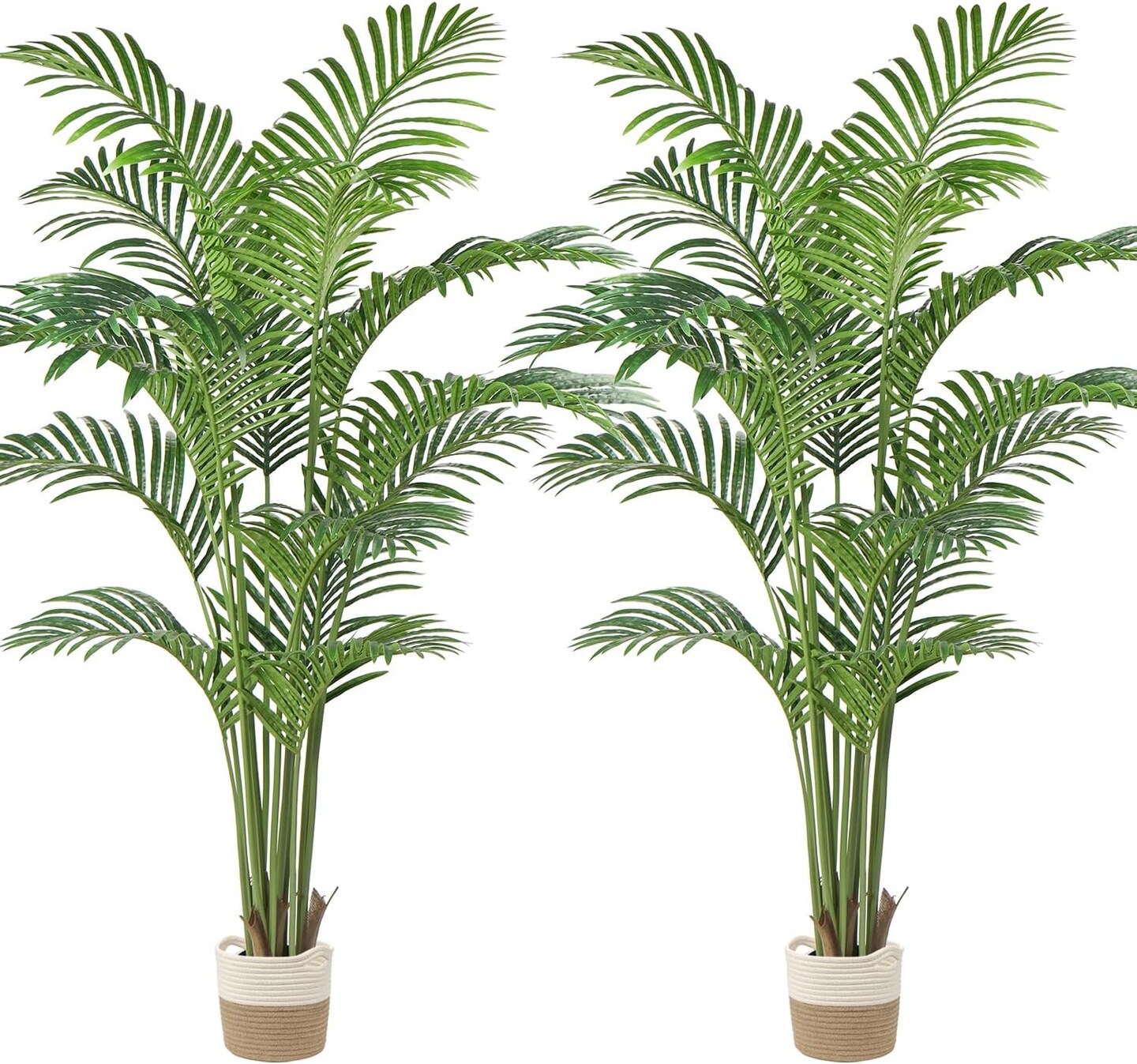 Artificial Palm Silk Tree Plant 6ft Fake Tropical Bonsai Plants 72 Inch with Black Plastic Pot for Outdoor Indoor Home Office Decorations, 2 Pack