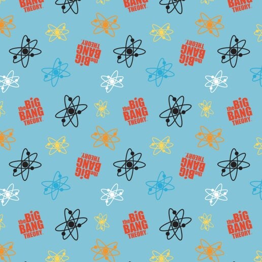 The Big Bang Theory Collection - Atoms Blue Licensed Cotton Fabric by the Yard