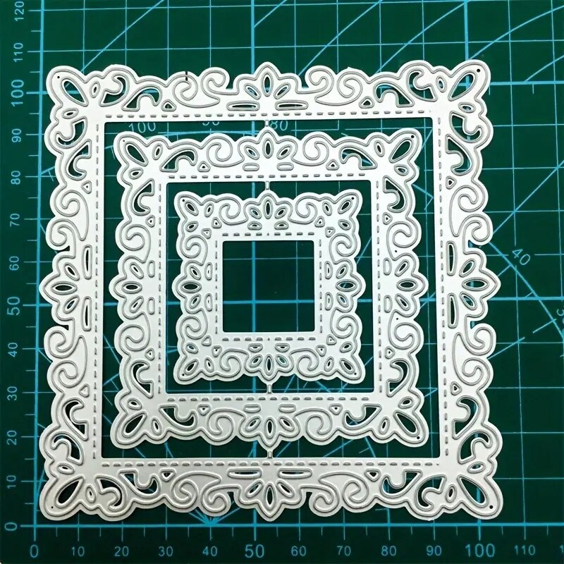 Square Filigree Frames Metal Dies 3 Piece Set