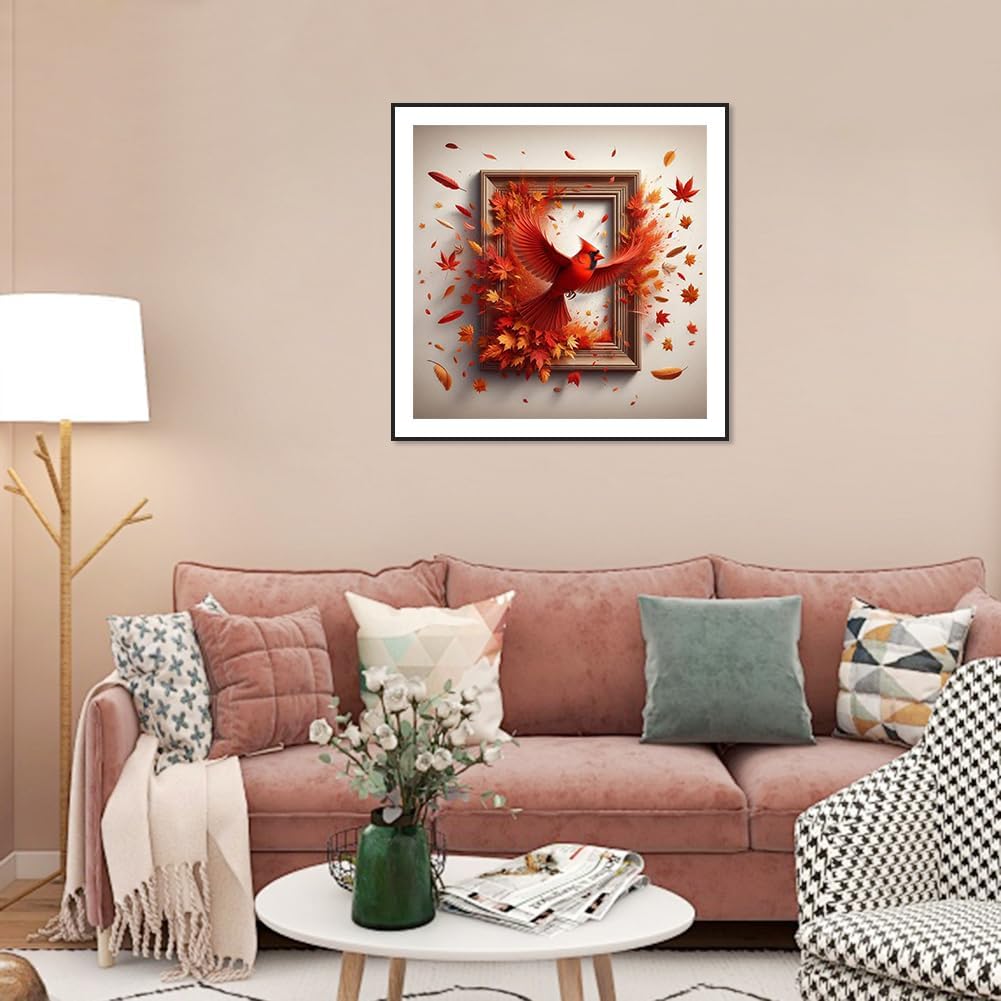 Diamond Painting Kits for Adults Cardinal, 5D DIY Diamond Art Kits for Beginners Round Full Drill Diamond Painting for Home Wall Decoration Gift 12&#xD7;12inch, Bird