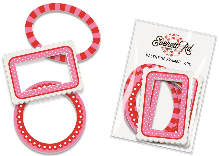Red, Pink, Blue Diecut Chipboard Frames Everett Rd. by Cathe Holden