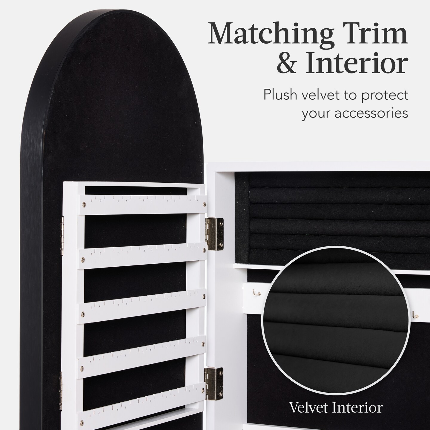 Best Choice Products Door/Wall Mounted Arch Mirror Jewelry Armoire, w/ Metal Frame, Lockable Door