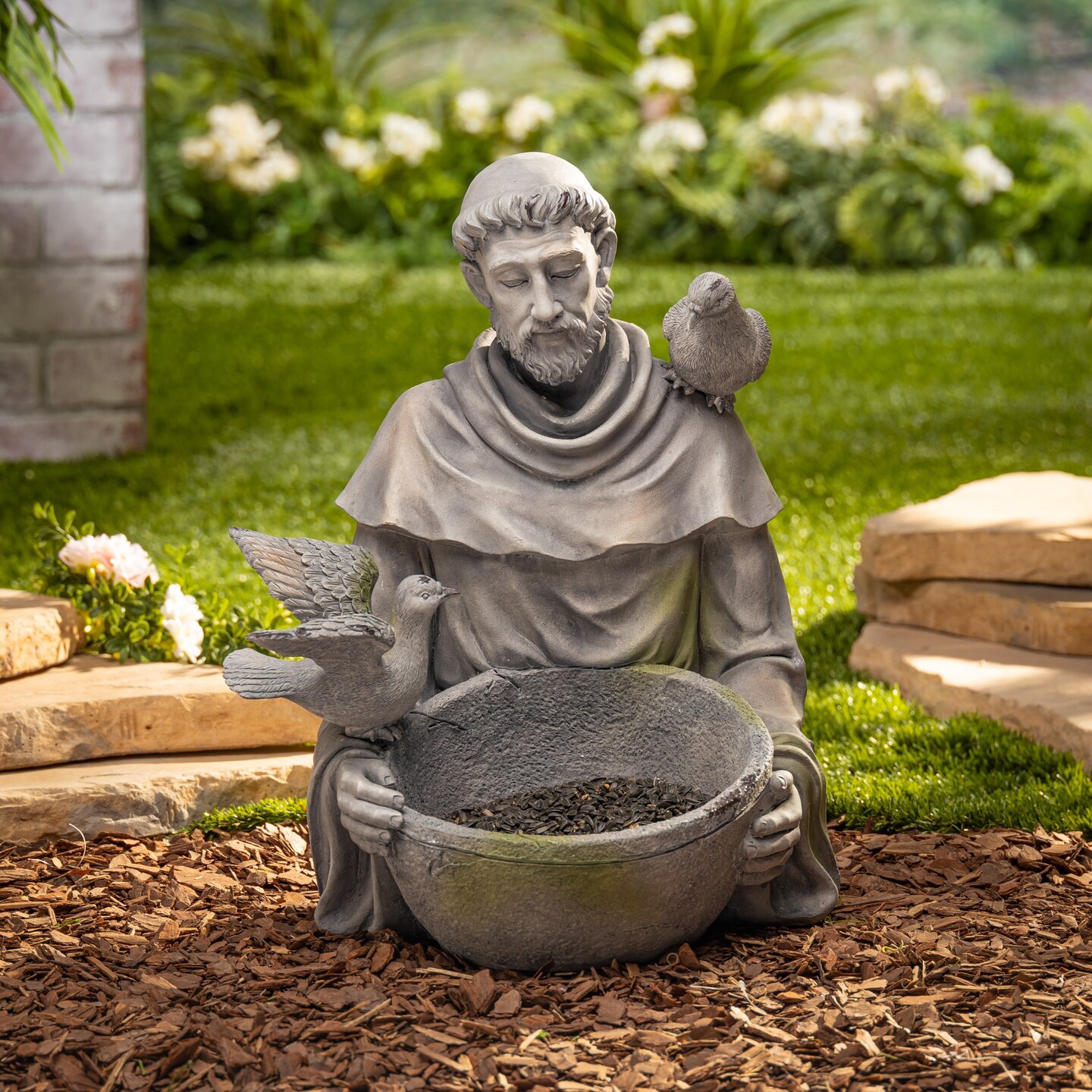 Contemporary Home Living St. Francis Outdoor Garden Statue - 18.5&#x22; - Gray