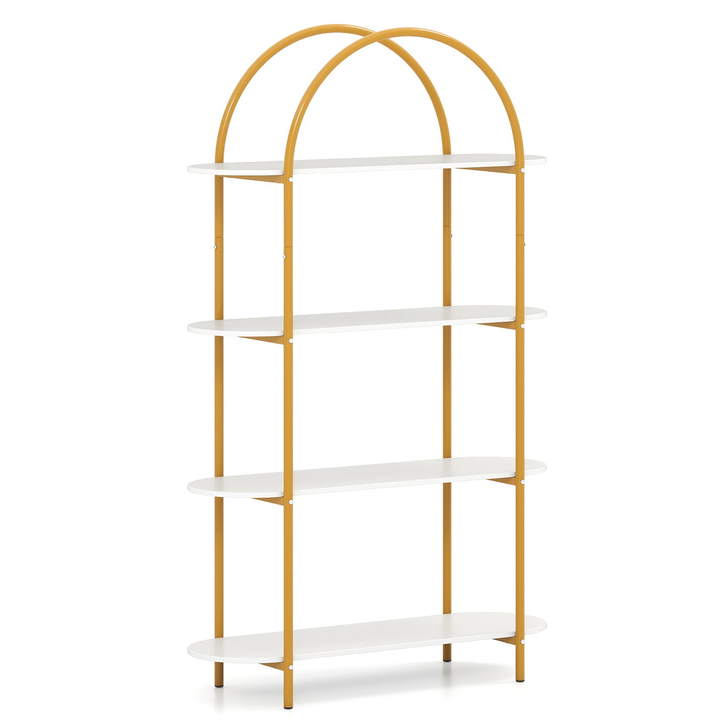 Rustic Metal & Wood 4-Tier Arched Bookshelf Stylish Home Storage & Display