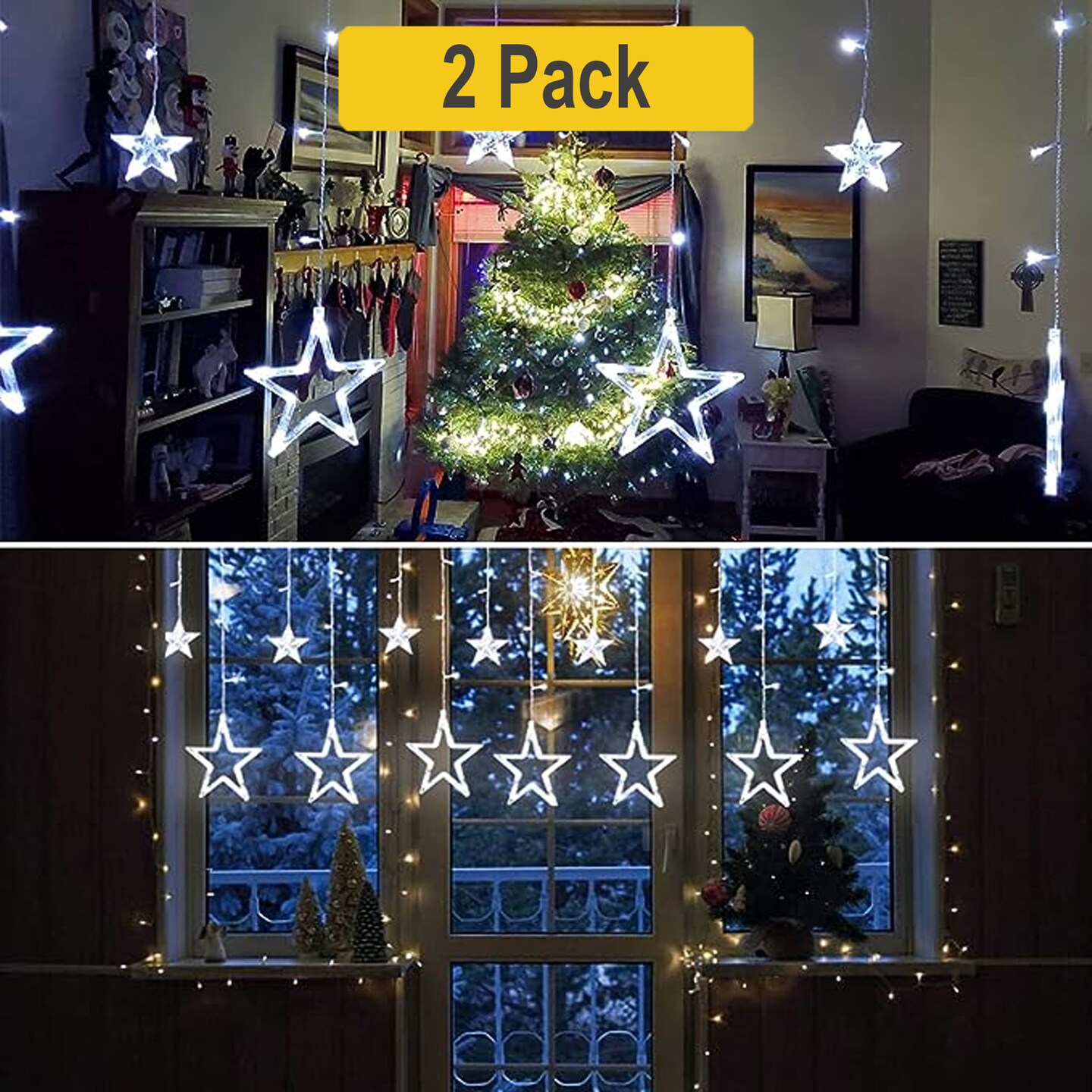 138 LED Christmas Star Curtain Light for Festive Glow