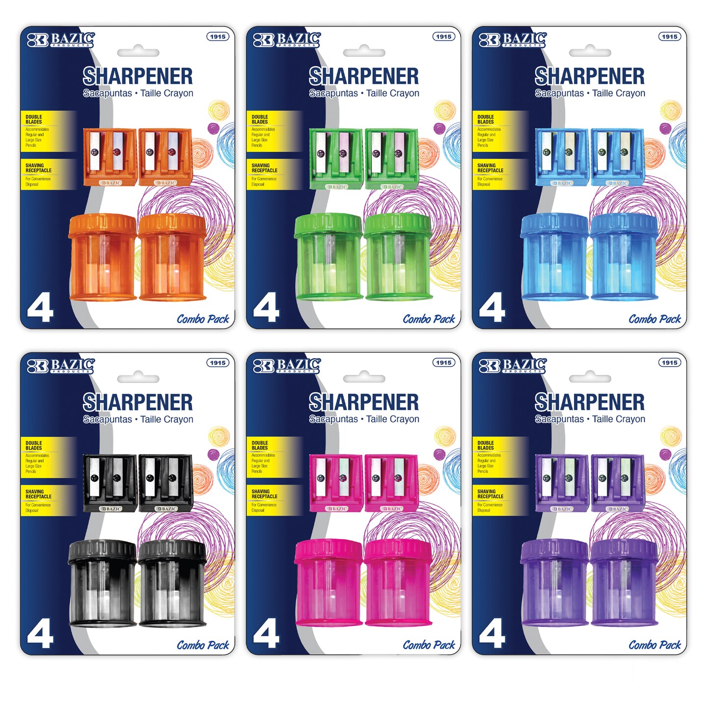 BAZIC Dual Blade 2 Sharpener + 2 Round Receptacle Sharpener