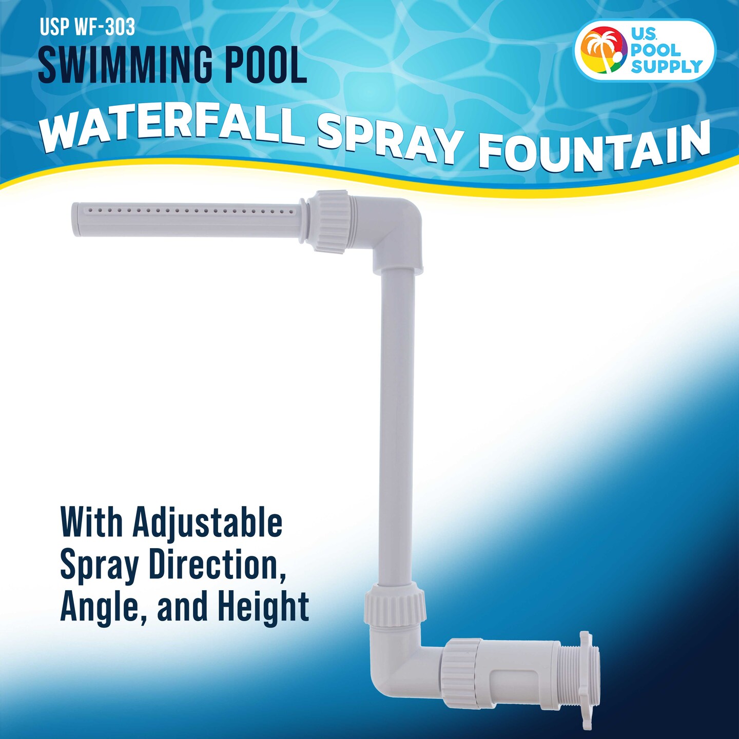 U.S. Pool Supply Swimming Pool Waterfall Spray Fountain - Adjustable Sprinkle Distance, Pool Spray Aerator Cools Water Temperature, In &#x26; Above-Ground