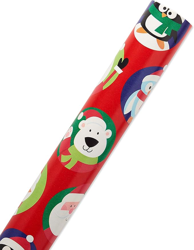 Wrapping Paper, Santa and Snowflakes (1 Jumbo Roll 30 in. x 70 ft.)
